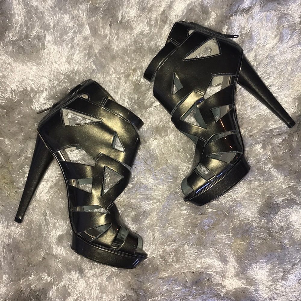 TOPSHOP Boutique Pewter Cage Heels *RARE*